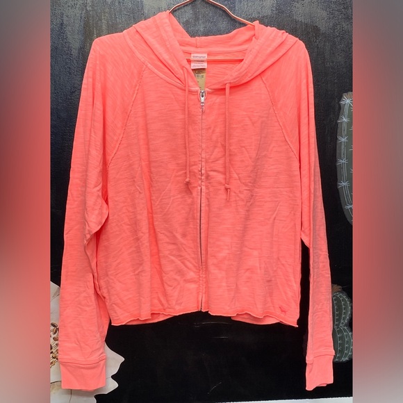 VICTORIA SECRET neon pink Summer Lounge Cotton Zip-Up - Picture 3 of 13